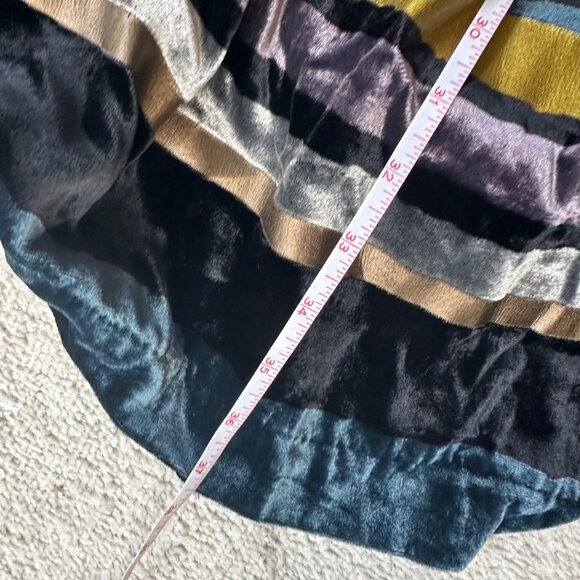 NWT Anthropologie Wolven Striped Velvet Gold/Blue/Purple Mini Strappy Dress S 14 - Picture 7 of 8